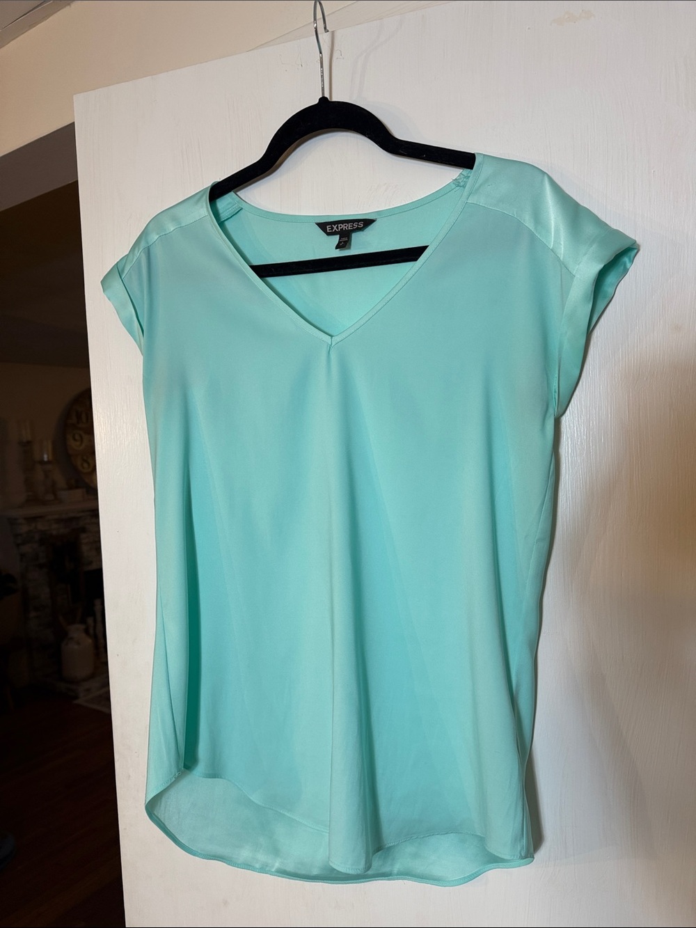 Express Mint V-Neck Cap Sleeve Blouse
